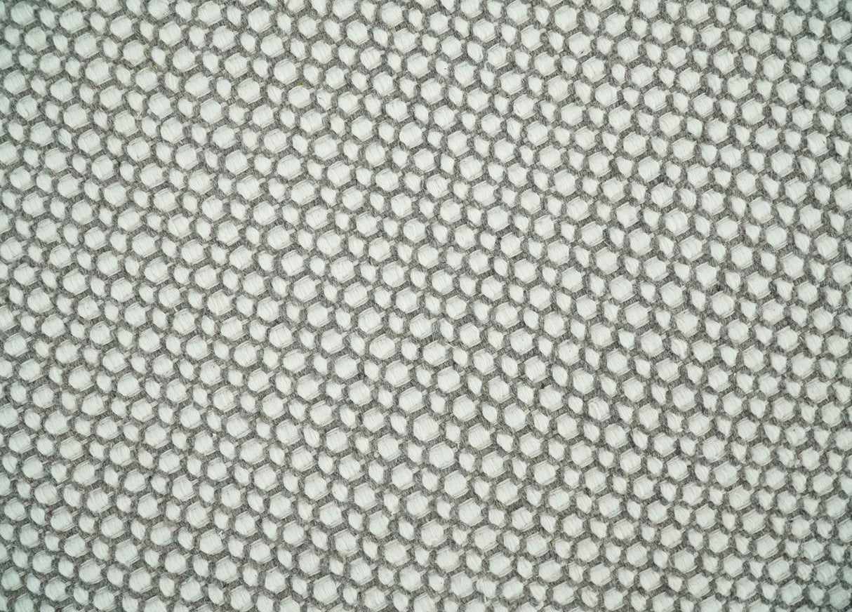 Flatwoven Dhurrie 8x10 and 9x12 Modern Checkered Gray and Ivory Wool Area Rug, Layering Rug | TRDCP832