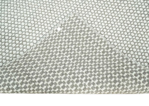 Flatwoven Dhurrie 8x10 and 9x12 Modern Checkered Gray and Ivory Wool Area Rug, Layering Rug | TRDCP832