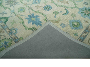 Floral Beige, Gray, Blue and Green Oriental Oushak Hand Tufted 8x10 wool Area rug