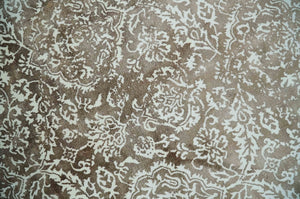 Floral Brown and Ivory Traditional Ikat Large Design 5.6x8 Hand loom Viscose Area Rug