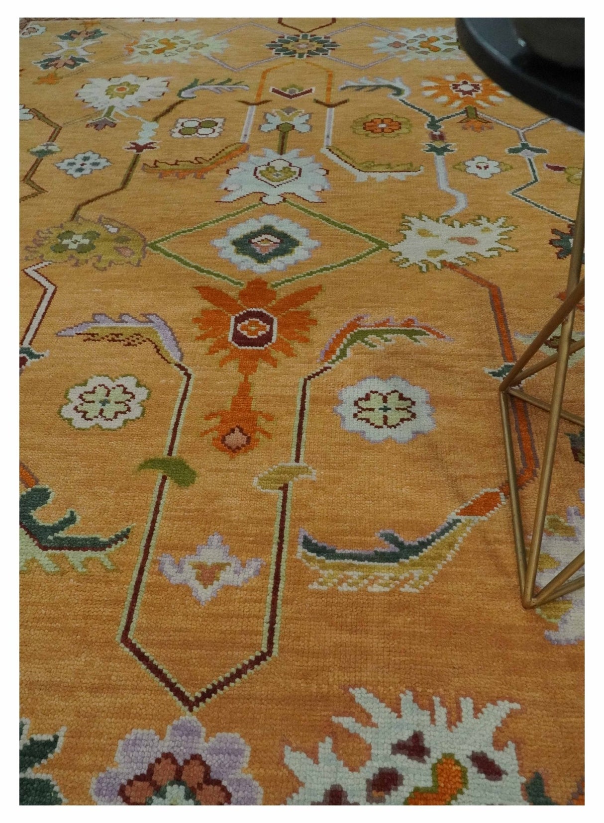 Floral Dark Peach and Ivory Hand knotted 8x10 and 9x12 wool Area Rug