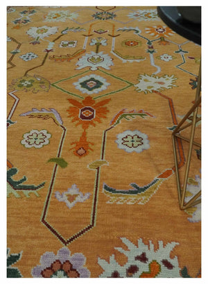 Floral Dark Peach and Ivory Hand knotted 8x10 and 9x12 wool Area Rug