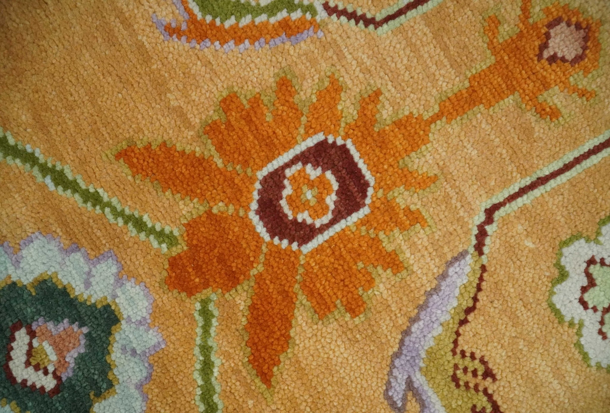 Floral Dark Peach and Ivory Hand knotted 8x10 and 9x12 wool Area Rug