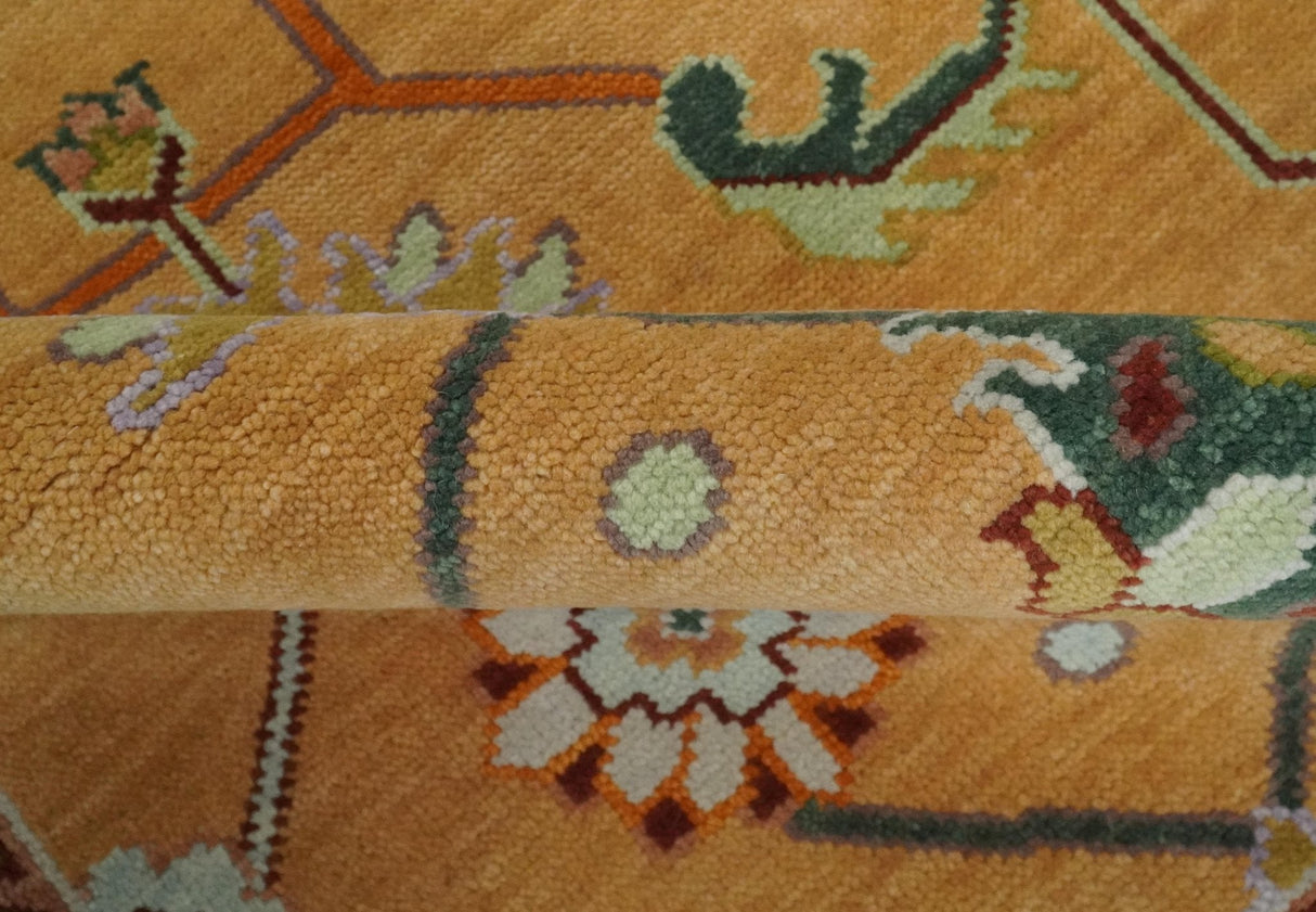 Floral Dark Peach and Ivory Hand knotted 8x10 and 9x12 wool Area Rug