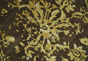Floral Premium look Gold and Brown Hand Knotted 6x9 wool and art silk Area Rug
