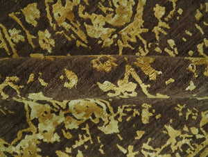 Floral Premium look Gold and Brown Hand Knotted 6x9 wool and art silk Area Rug