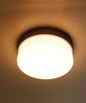 Flux 7"W 1-Light LED Flush Mount Light Fixture Satin Silver Finish by Maxim