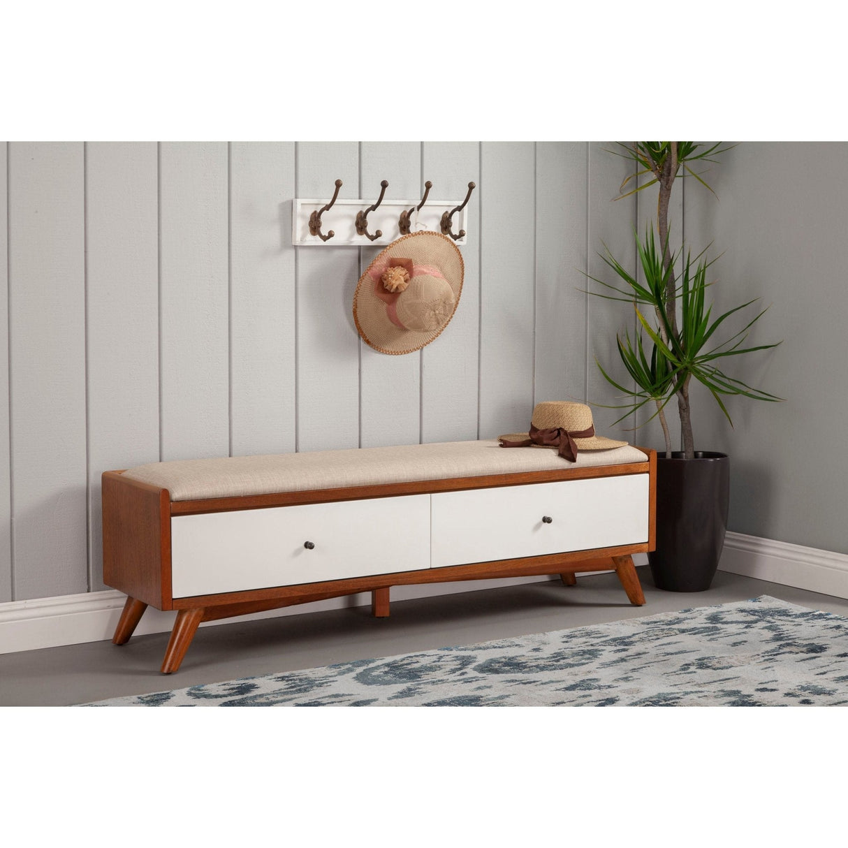 Flynn Bench, Acorn/White