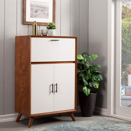 Flynn Large Bar Cabinet, Acorn/White