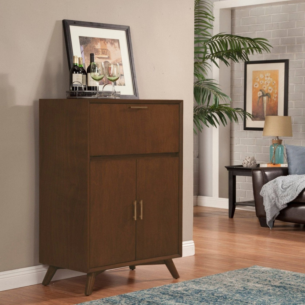 Flynn Large Bar Cabinet, Walnut