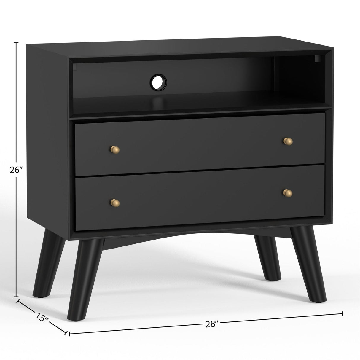 Flynn Large Nightstand, Black