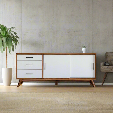 Flynn Large TV Console, Acorn/White