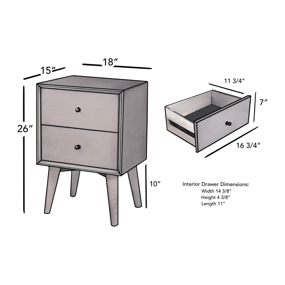 Flynn Nightstand, Gray