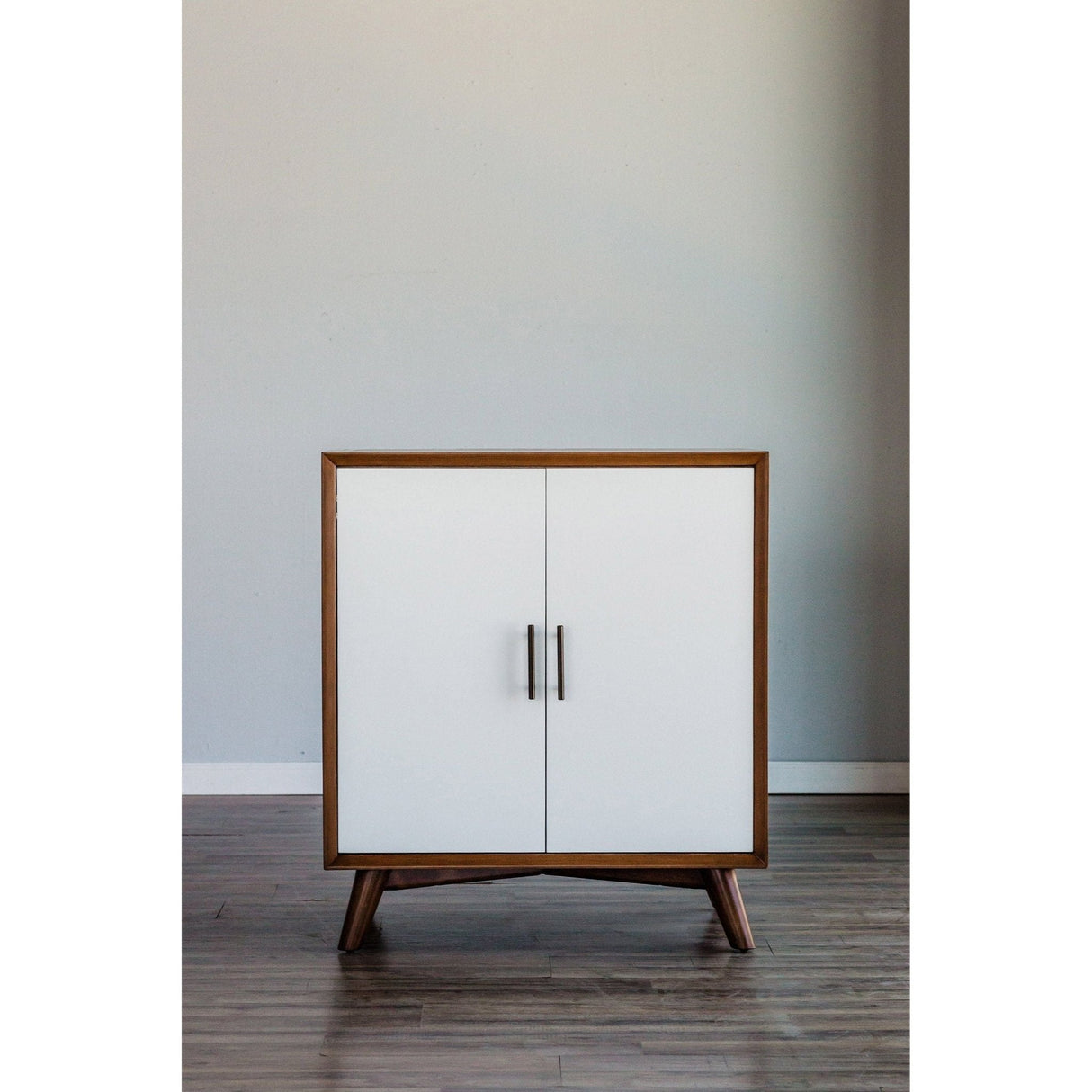 Flynn Small Bar Cabinet, Acorn/White