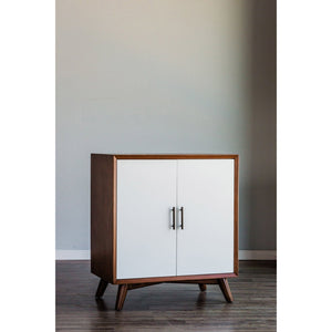 Flynn Small Bar Cabinet, Acorn/White