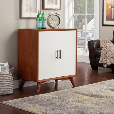 Flynn Small Bar Cabinet, Acorn/White