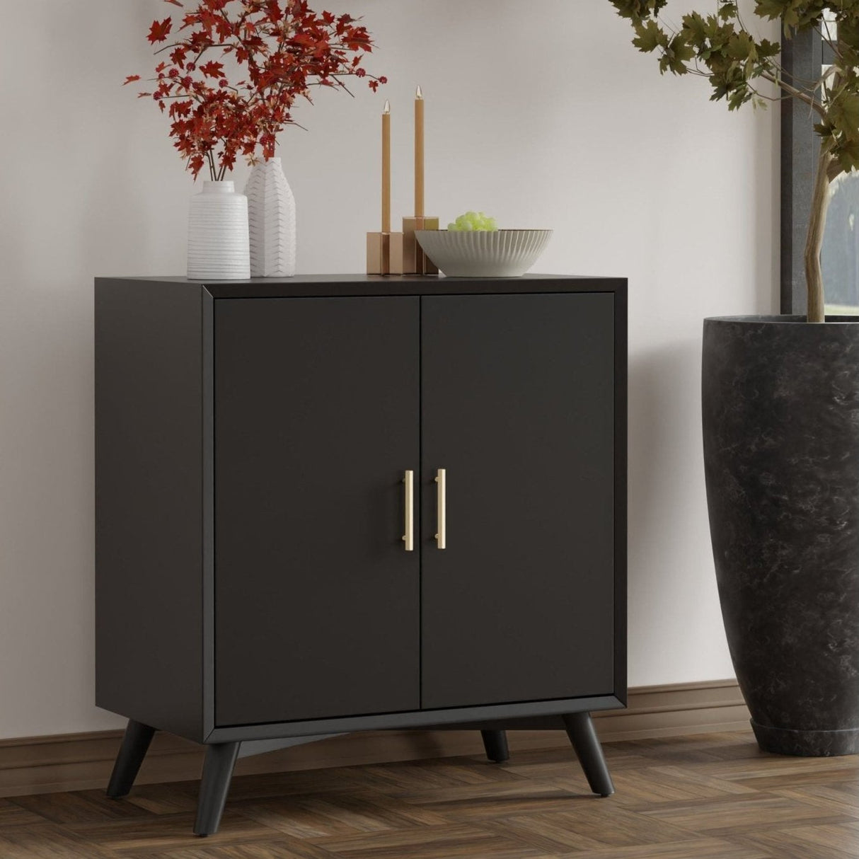 Flynn Small Bar Cabinet, Black