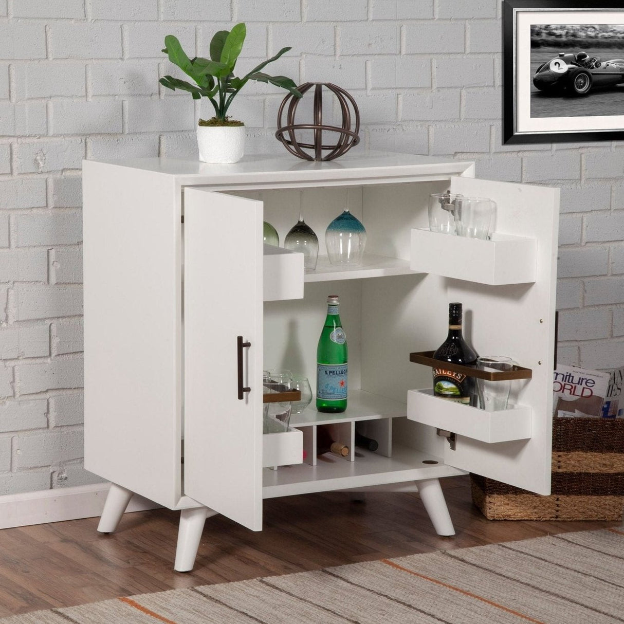 Flynn Small Bar Cabinet, White