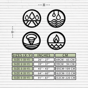 Four Elements Metal Wall Art - Steel Wall Decor for Home and Office - KAF010