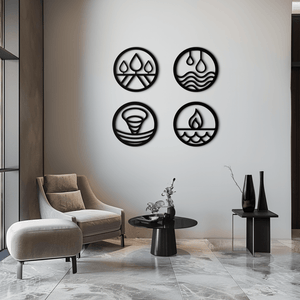 Four Elements Metal Wall Art - Steel Wall Decor for Home and Office - KAF010
