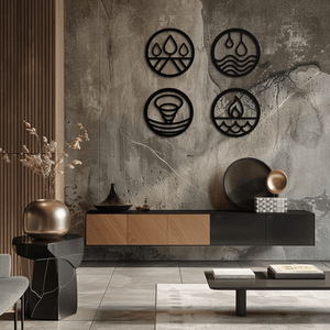 Four Elements Metal Wall Art - Steel Wall Decor for Home and Office - KAF010