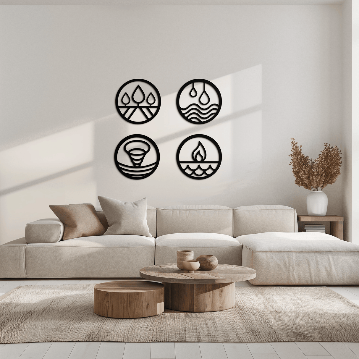 Four Elements Metal Wall Art - Steel Wall Decor for Home and Office - KAF010