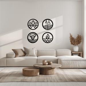 Four Elements Metal Wall Art - Steel Wall Decor for Home and Office - KAF010