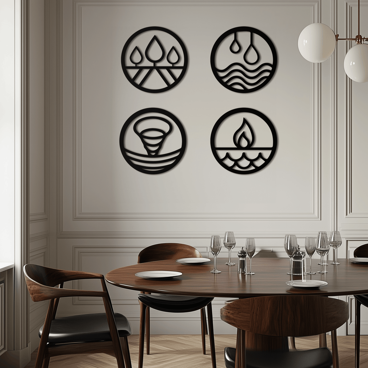 Four Elements Metal Wall Art - Steel Wall Decor for Home and Office - KAF010