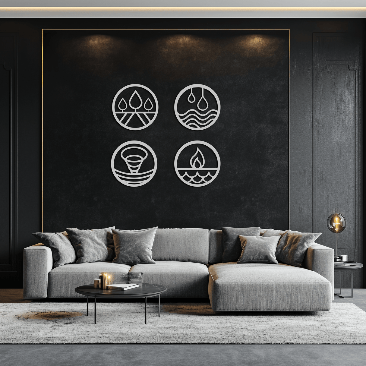 Four Elements Metal Wall Art - Steel Wall Decor for Home and Office - KAF010