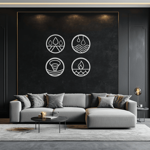 Four Elements Metal Wall Art - Steel Wall Decor for Home and Office - KAF010