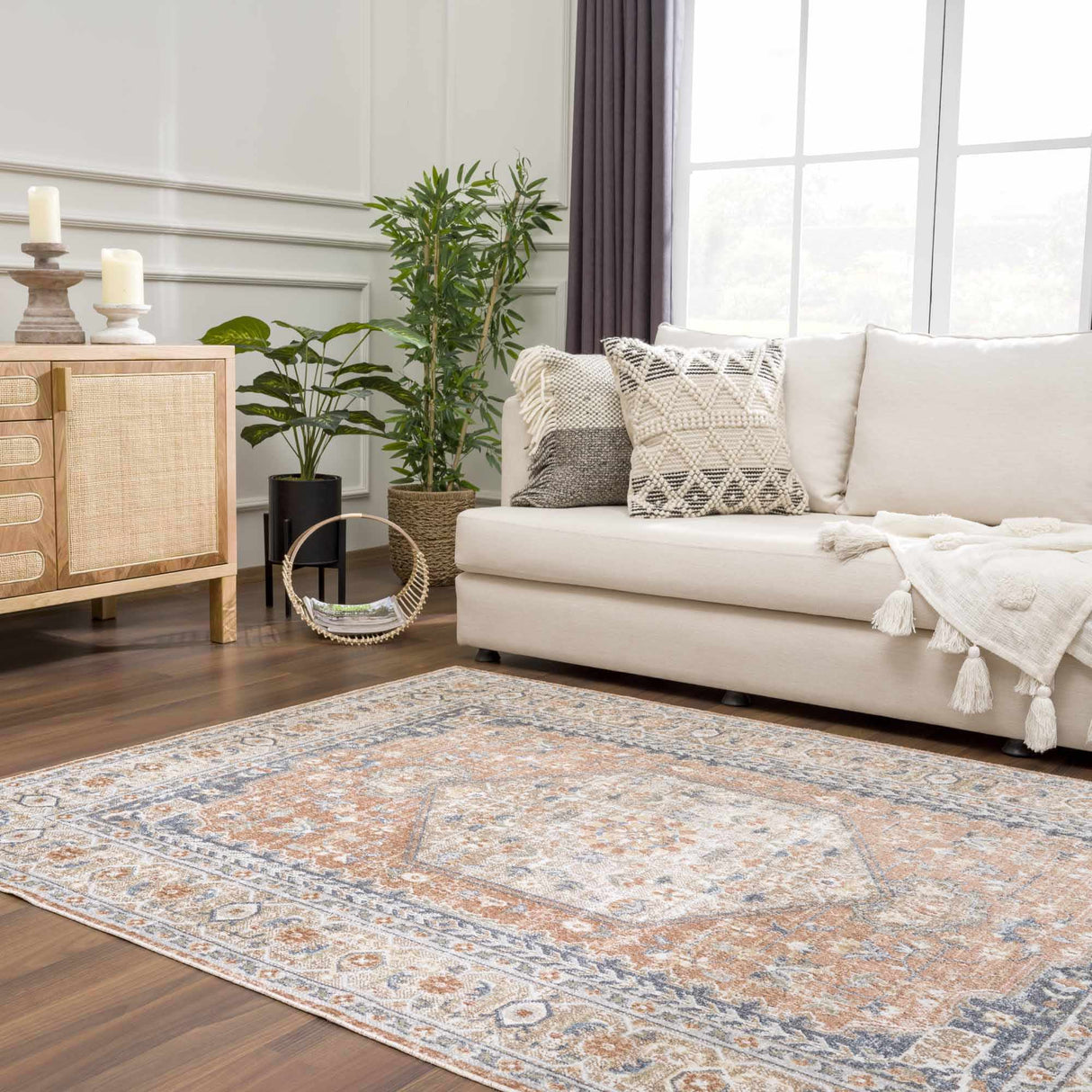 Gael Rust Flat Pile Washable Rug