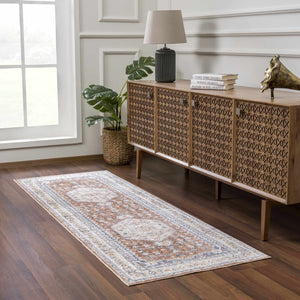 Gael Rust Flat Pile Washable Rug