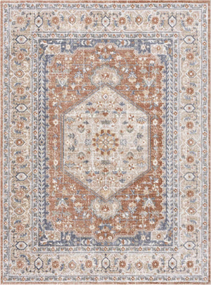 Gael Rust Flat Pile Washable Rug