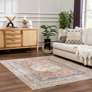 Gael Rust Flat Pile Washable Rug