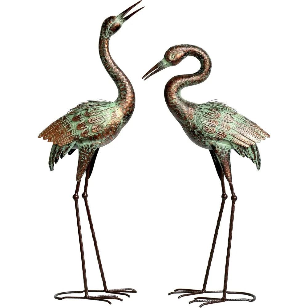 Garden Cranes Statue Set