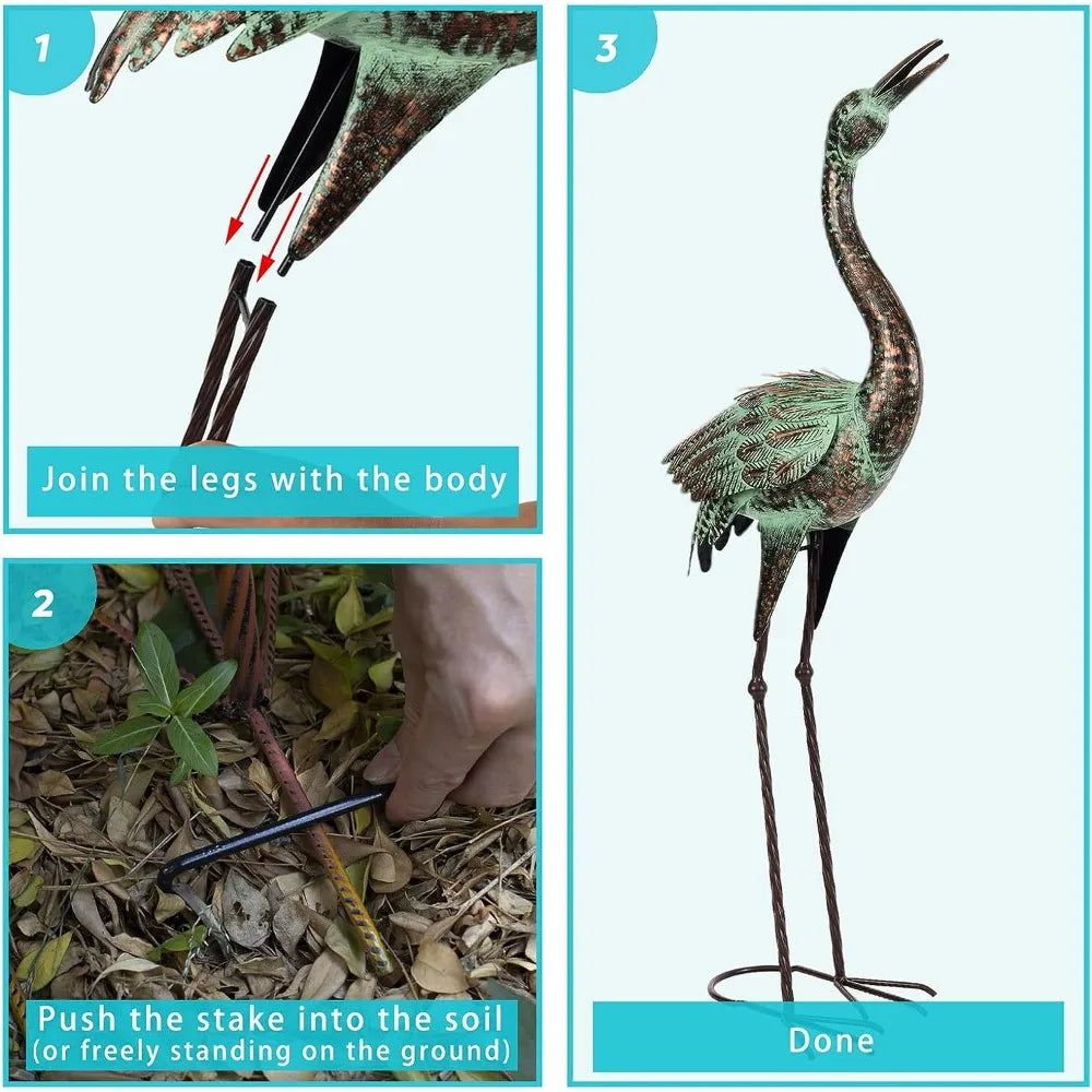 Garden Cranes Statue Set