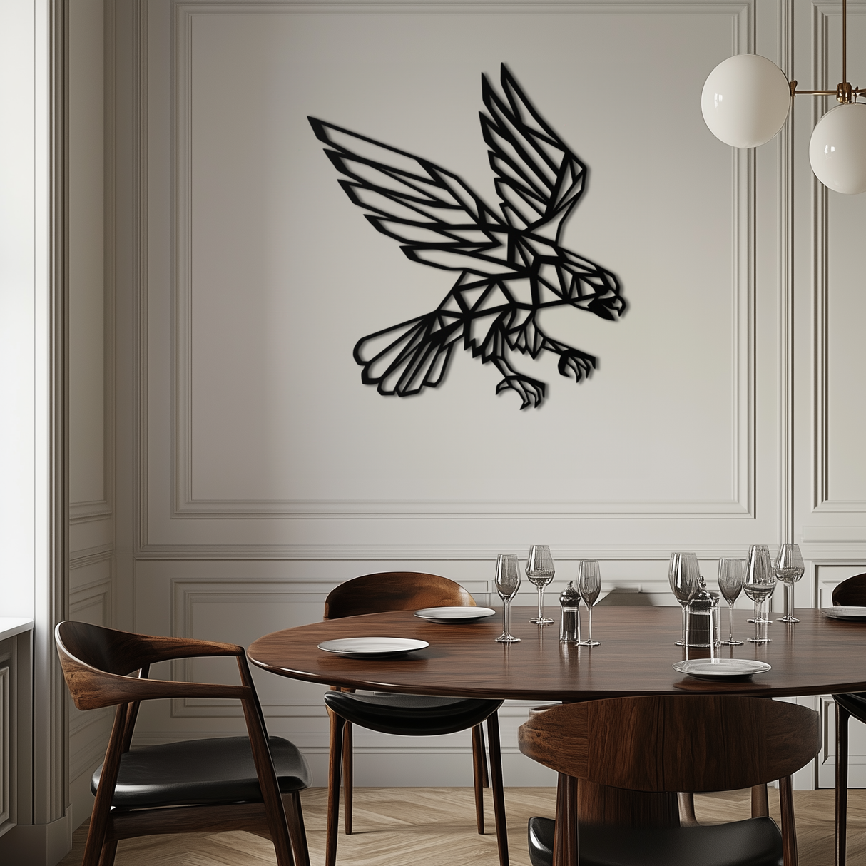 Geometric Eagle Metal Wall Art - Modern Steel Wall Decor - KAF042