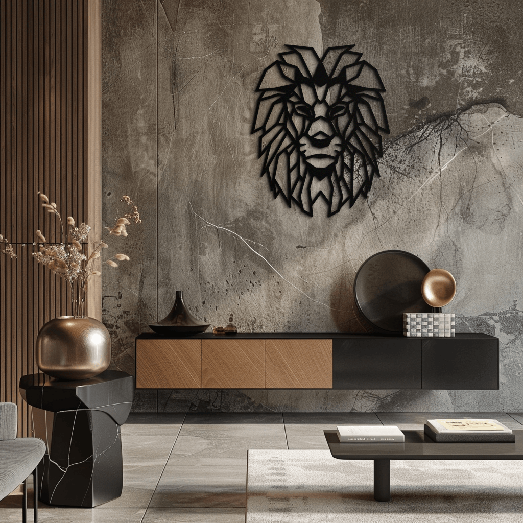 Geometric Lion Metal Wall Art - Steel Wall Decor for Home and Office - KAF008