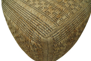 Geometrical Hand Woven Natural Brown and Black Textured jute Pouf