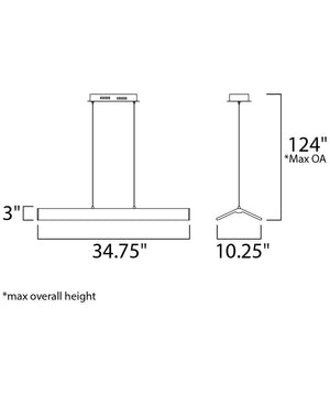 Glider 36"L 1-Light LED Island Light Light Fixture Black and Polished Chrome Finish by ET2