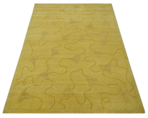 Gold Hand knotted contemporary 6x9 wool And Art Silk Area Rug