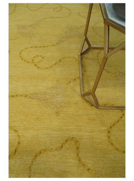 Gold Hand knotted contemporary 6x9 wool And Art Silk Area Rug