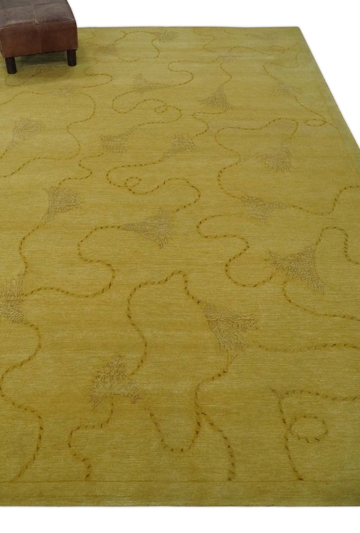 Gold Hand knotted contemporary 6x9 wool And Art Silk Area Rug