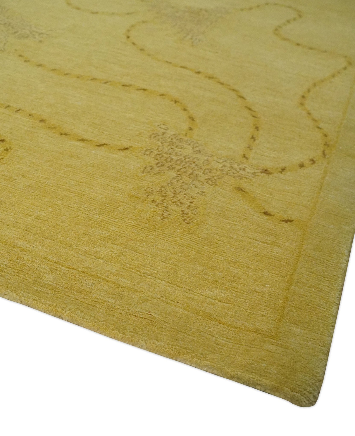 Gold Hand knotted contemporary 6x9 wool And Art Silk Area Rug
