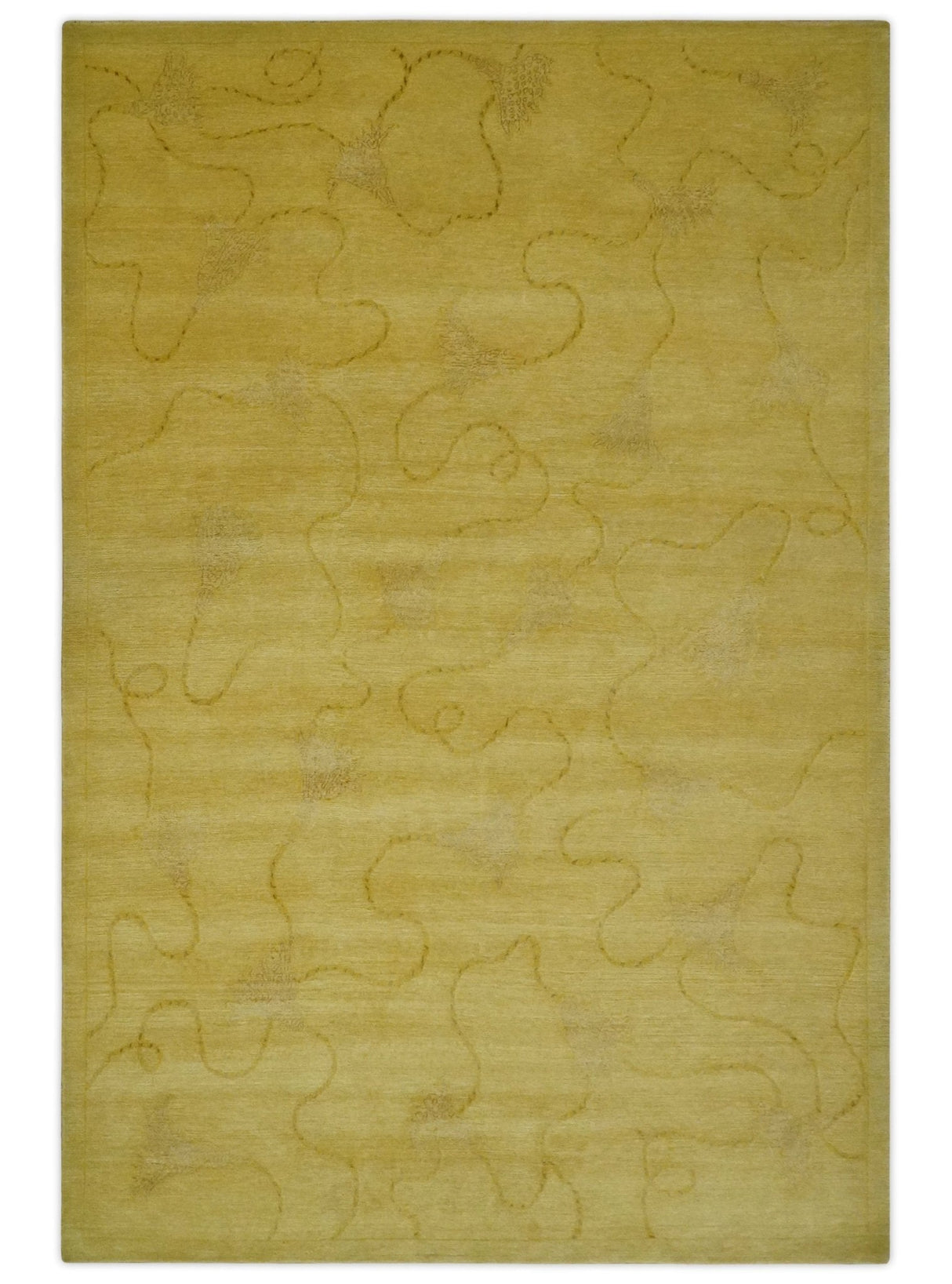Gold Hand knotted contemporary 6x9 wool And Art Silk Area Rug