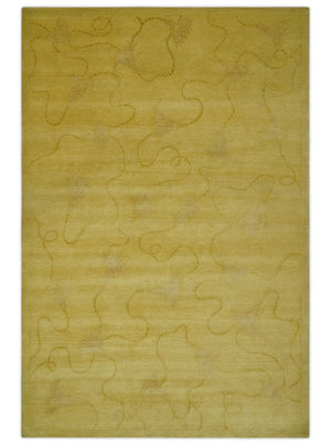 Gold Hand knotted contemporary 6x9 wool And Art Silk Area Rug