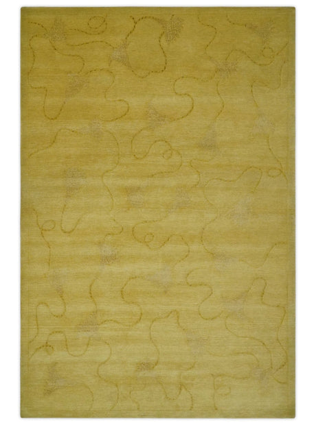 Gold Hand knotted contemporary 6x9 wool And Art Silk Area Rug