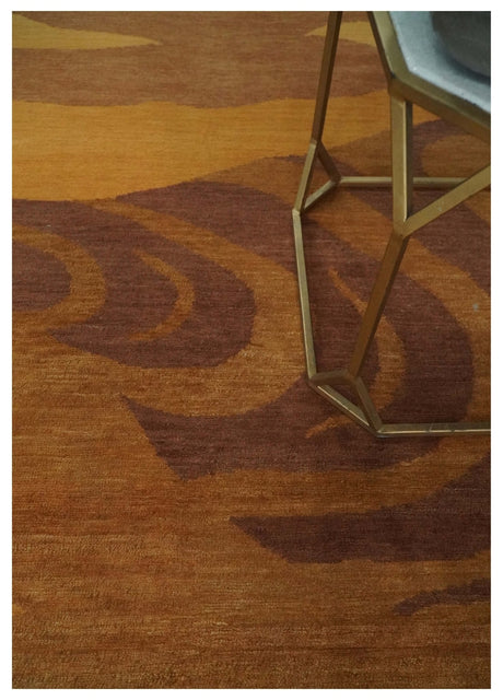 Gold, Rust and Brown Modern abstract 5x8 Handloom Wool Area Rug