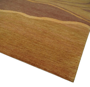 Gold, Rust and Brown Modern abstract 5x8 Handloom Wool Area Rug