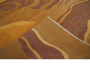 Gold, Rust and Brown Modern abstract 5x8 Handloom Wool Area Rug
